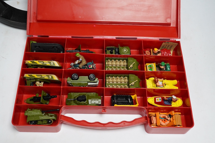 A collection of Matchbox Series, etc. including; three Matchbox Series plastic carry cases and an additional four Matchbox inner trays from carry cases, three Matchbox Convoy carry cases in the form of articulated lorrie